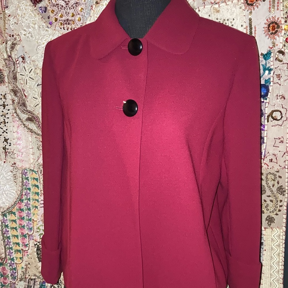 Reddish Maroon Colored 100% Polyester Jacket W/ 2… - image 1